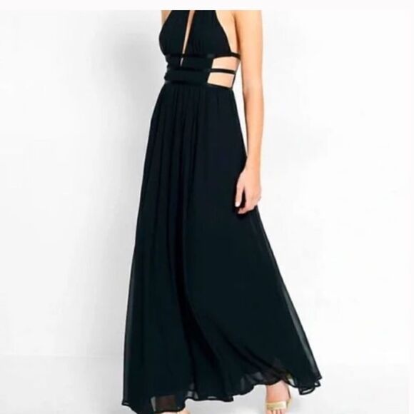 Express Black Cutout Maxi Dress Gown size XS - Picture 3 of 16